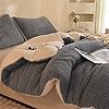 LLanCL 3D Jacquard Design Comforter Set, Ultra-Soft Warm Queen Size Sherpa Fur Plush 3-Pieces Sets Luxury Cozy Bedding with 2 Pillowcases (90"x90", Grey)