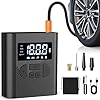 NUSTE Tire Inflator Portable Air Compressor, Battery & 12V DC Cordless Air Pump for Car Tires, 150PSI Bike Tire Pump with Pressure Gauge LED Light for Car, Motorcycle, Bicycle, Balls
