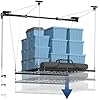FLEXIMOUNTS GL1 Overhead Garage Lifting Storage Rack, 4x4 Ft Heavy-Duty Metal Garage Ceiling Rack, Adjustable Organization System, 300lbs Weight, Black