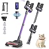TOTTE Cordless Vacuum Cleaner, 550W 45KPA 60 Mins, 2500mAh Detachable Battery, Stick Vacuum Cleaners LED Touch Screen, Wall Mount Charging, Wireless Vacuum for Home Pet Hair Carpet Hardwood Floor
