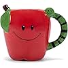 100 North ESNCHMG-AP Apple With Worm Handle Character 18 ounce Glossy Ceramic Coffee Tea Cup Mug For Your Favorite Morning Brew, Ruby Red
