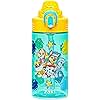 Zak Designs Sage PAW Patrol Water Bottle For School or Travel, 16oz Durable Plastic Water Bottle With Straw, Handle, and Leak-Proof, Pop-Up Spout Cover (Chase, Marshall, Skye, Rubble, Everest)