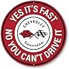 Chevy Corvette Yes It's Fast Car Sign, Garage Aluminum Sign - 12-inch Circle