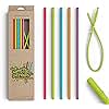 Long Silicone Straws With Stoppers for Tumblers - Slender Silicon Rubber Reusable Drinking Straws for Simple Modern, Starbucks, Yeti, rTic, Acrylic 24 30 40 oz Tumbler Cups - Flexible BPA Free