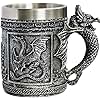Medieval Roaring Dragon Mug - Dungeons and Dragons Beer Stein Tankard Drink Cup - 15.8oz Stainless Coffee Mug for GOT Dragon Lovers Collector Ideal Novelty Gothic Father Day Gift Party Decoration