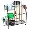 WALMANN Garden Tool Organizer with Wheels for Garage, Large Storage Capacity, Rakes/Shovels/Yard Tools Storage Stand for Shed, Garden, Indoor/Outdoor Long-Handled Tools Rolling Cart