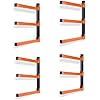 Ultrawall Wall Mount Wood Organizer and Lumber Storage Metal Rack with 3-Level - Indoor & Outdoor Use, 4 Pack