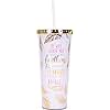 He Will Cover You Under His Wings Find Refuge Feathers Gold Lid 24 oz. Double-Walled Straw Tumbler