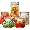 HomArtist Square Glass Jars with Airtight Lid Set of 5, Wide Mouth Mason Jars with Clamp Lids,Glass Sealed Jars with Air Tight Lids, Best for Kitchen & Pantry Food Storage - Multi Size