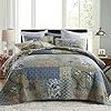Secgo King Size Comforter Set- 100% Cotton Quilt King Size Set, Green, Sage bedspreads (96 * 108 Inch) with 2 Pillow Shams, Patchwork Reversible Lightweight Bedding