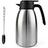 Heritage66 Thermal Coffee Carafe -Triple Wall Vacuum insulated Flask- Thermos keeping Beverages Hot for 12 hours /24 hours cold Tea, Water, and Coffee Dispenser (2 Liter/68Oz with Brush)