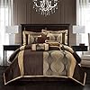 Grand Avenue Elegant Brown Comforter Set King, Striped,7 Piece Bed in a Bag, Jacquard Bedding Set All Season, Matching Decorative Pillows, Pillow Sham