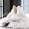WhatsBedding White Queen Size Feather DownFiber Comforter, Filled with Feather and DownFiber, All Season Duvet Insert, Luxury Hotel Bedding Style Comforter,Ultra Soft 100% Cotton