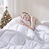 DOWNCOOL Comforters Queen Size, Duvet Insert, White All Season Duvet, Lightweight Quilt, Down Alternative Hotel Comforter with Corner Tabs (White, Queen 88x92 Inches)