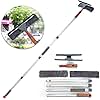 Professional Window Squeegee Cleaner, 2 in 1 Shower Squeegee with Extension Pole, 62‘’ Telescopic Window Washing Equipment with Bendable Head, Glass Cleaning Tools for Indoor/Outdoor High Window