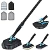 Lomida 3-in-1 Scrub Cleaning Brush with Long Handle, Black (51'' Extendable, Includes 3 Heads: Bristle Brush, Sponge, Microfiber Pad, for Cleaning Bathroom, Shower, Bathtub, Tile)