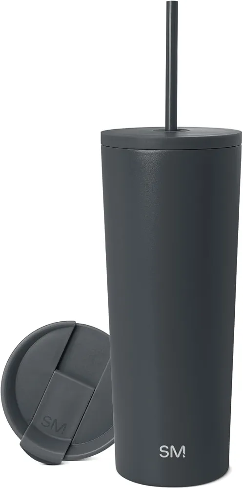 Simple Modern Insulated Tumbler with Lid and Straw | Iced Coffee Cup Reusable Stainless Steel Water Bottle Travel Mug | Gifts for Women Men Her Him | Classic Collection | 24oz | Graphite