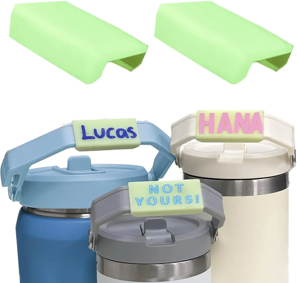 Personalized Blank Name Plate Accessories for Stanley Cup 20 30 40 64oz, 2pcs IceFlow Flip Straw Tumbler Jug Handle Blank Name Tag, Gift for Kids Water Bottle