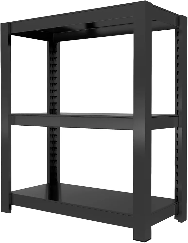 BESFUR 3-Tier Storage Shelves, Adjustable Metal Garage Storage Shelves, 16 x 35.5 x35.5 Inches, Garage Shelves Utility Rack Shelf for Shelving Units and Storage - Black