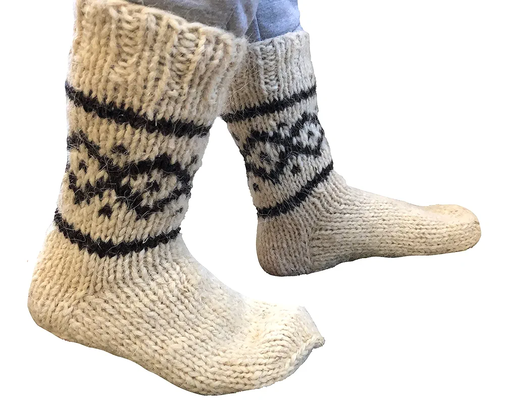 Hand Knitted Woolen Socks, Made In Ukraine Men's/Women's handmade made of natural wool, Large Sizes, Extra Thick, Bed wool socks, Winter socks, Warm socks, Cozy socks for hiking (Men's 12-12.5)