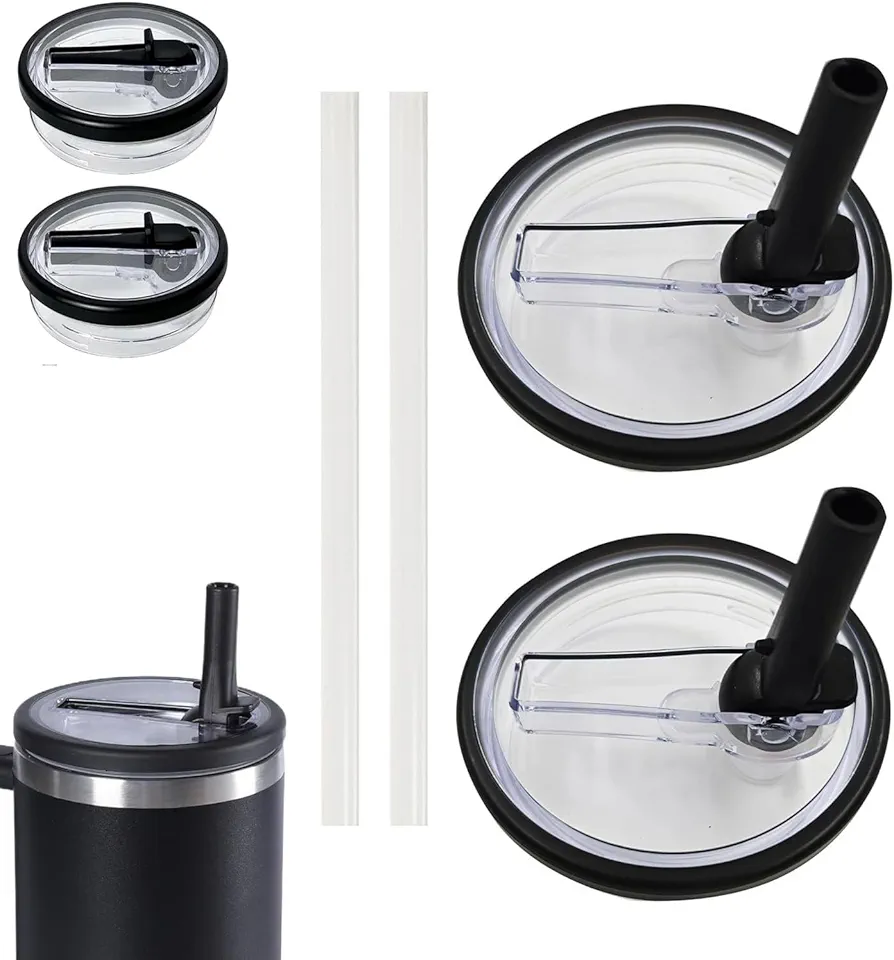 2 Pack 40 oz Tumbler Flip Straw Lid Replacement Fit for Stanley Quencher, Leak Proof for Stanley Lid Replacement Spill Proof Reusable Tumbler Cover Compatible with 40oz Stanley Cup Accessories