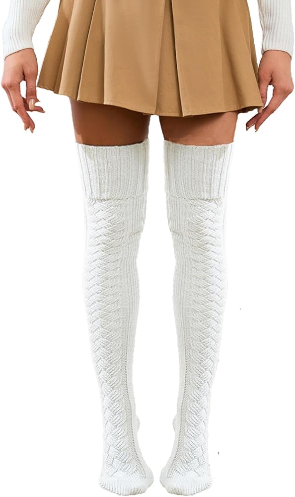 HYTENSUN Women's Thigh High Knitted Winter Boot Socks Vintage Extra Long Leg Warmer Over Knee High Stockings