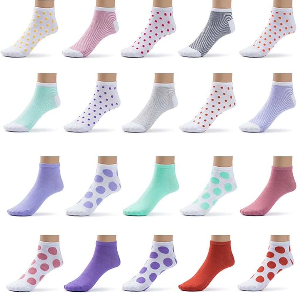 18 Pairs Womens Low Cut No Show Ankle Socks, Fun Novelty Thin Running Socks in Bulk, Black White or Patterned