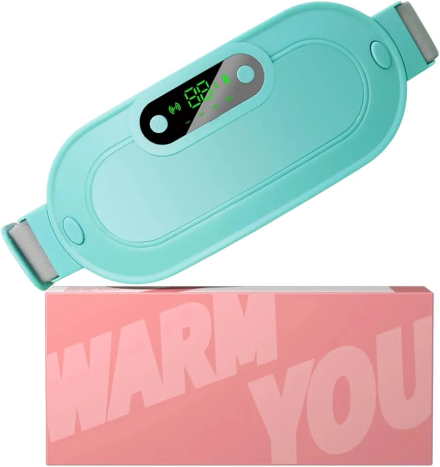 Heating Pad for Period Cramps, Portable Cordless Fast Heated Pad, Electric Belly Wrap Belt with 3 Heat Levels & 4 Massage Modes, Menstrual Back Belly Pain Relief Warm Gifts for Women Girls (Green)