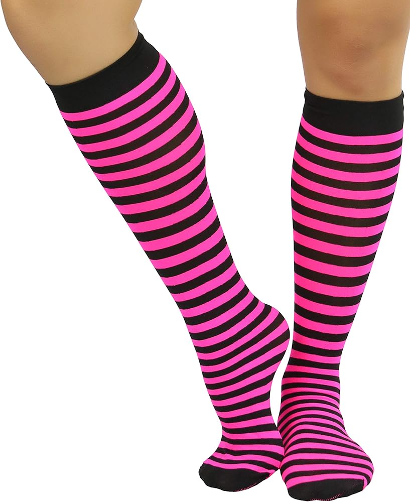 ToBeInStyle Women's Opaque Striped Knee High Warm Nylon Stockings Hosiery
