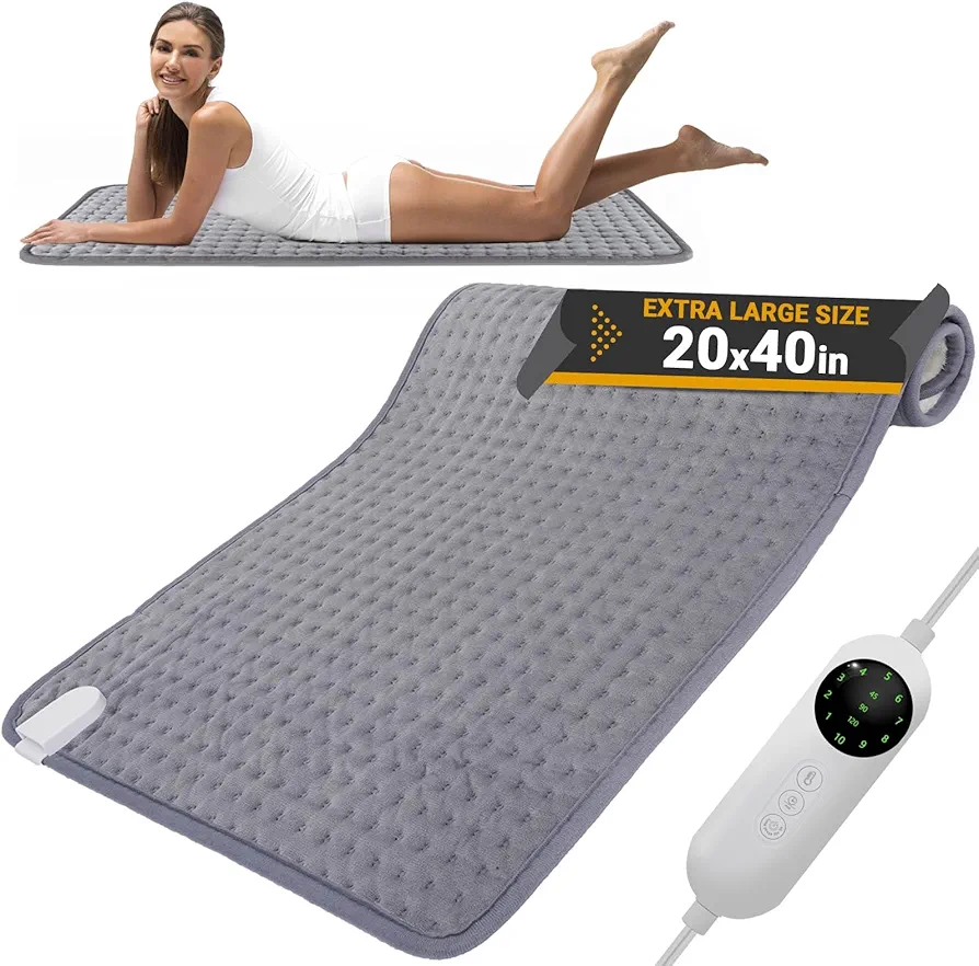 Large Heating pad for Back Pain Relief, 20" X 40" Sittable & Reclinable XXX-Extra Large Heating Pads with Auto Shut Off, Full Body Electric Heated Pad for Knee,Neck, Shoulder & Menstrual Cramps