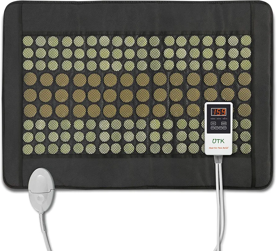 UTK Infrared Heating Pads for Back, Far Infrared Heating Pad for Pain Relief, Heating Pad with 108 Jade & 42 Tourmaline Stones, Fast Heat up, Carrying Bag Included, Mpro Size: 21x31 Inches