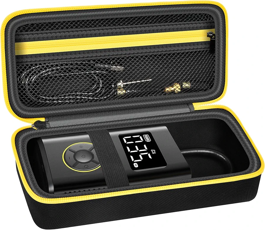 Case Compatible with Fanttik X9 Pro Portable Tire Inflator for Motorcycle, Also for Xiaomi Electric Air Compressor 2/ 1S, Inflate Bike Pump Box Hold Air Tube, Valve Adaptor, Charging Cable (Bag Only)
