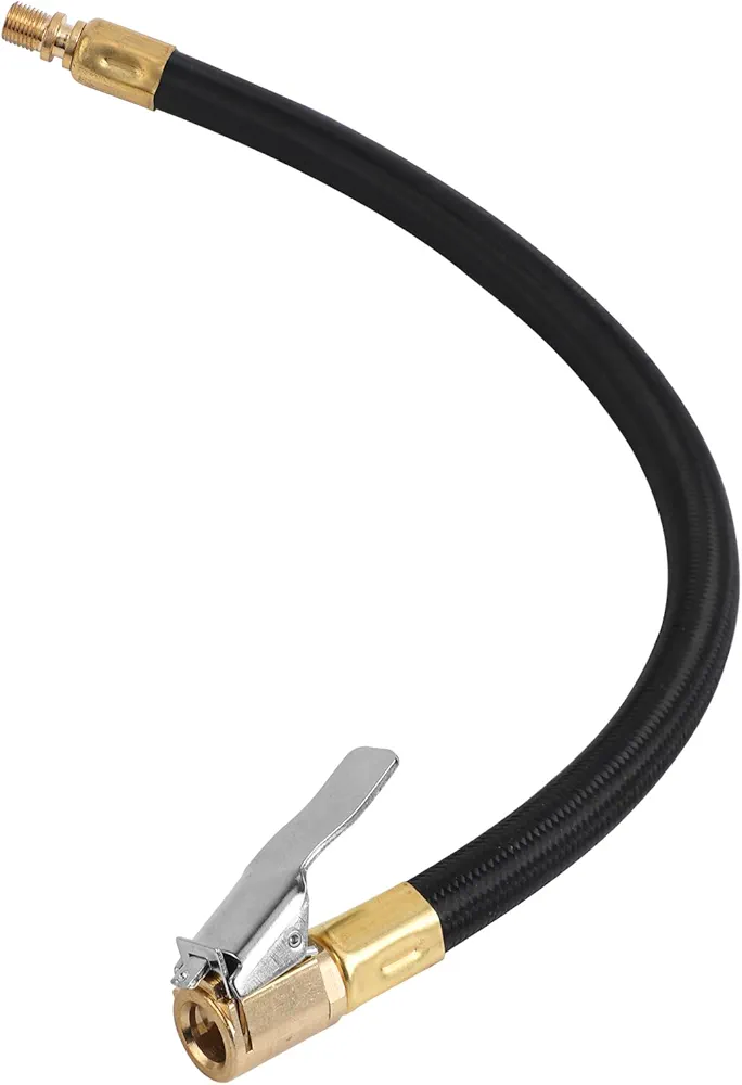 Tire Inflator Extension Hose, 12 Inch Tire Quick Inflation Hose Replacement Clip-on Tire Air Pump Chuck Adapter Tire Pump Pressure Tube Chuck Accessories for for Car Motorcycle Bike Maintenance