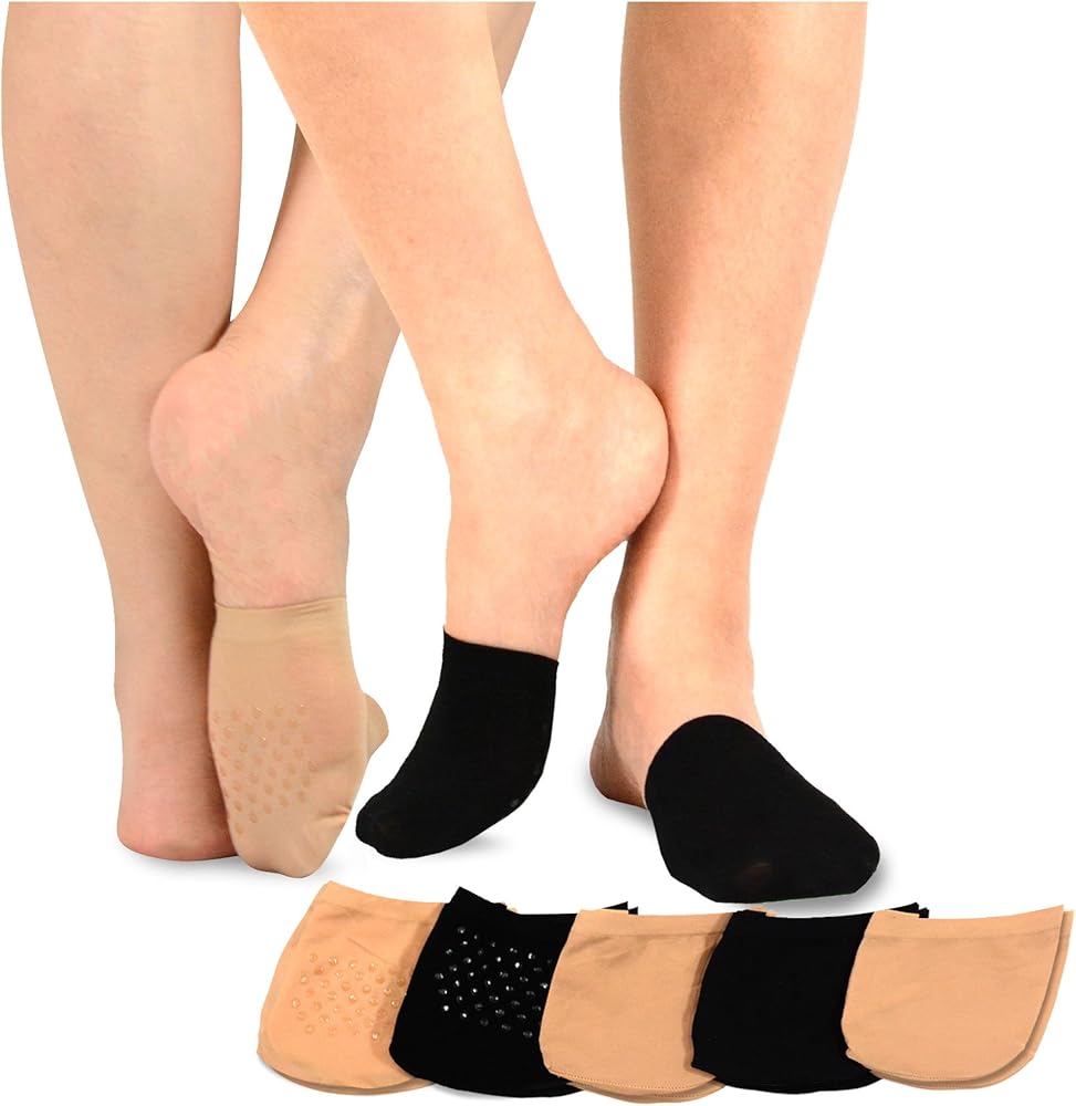 Fashion Liner Toe Topper Socks for Women Invisible Hidden Half Socks Good for Sandal or Dress Shoes 5-Pairs