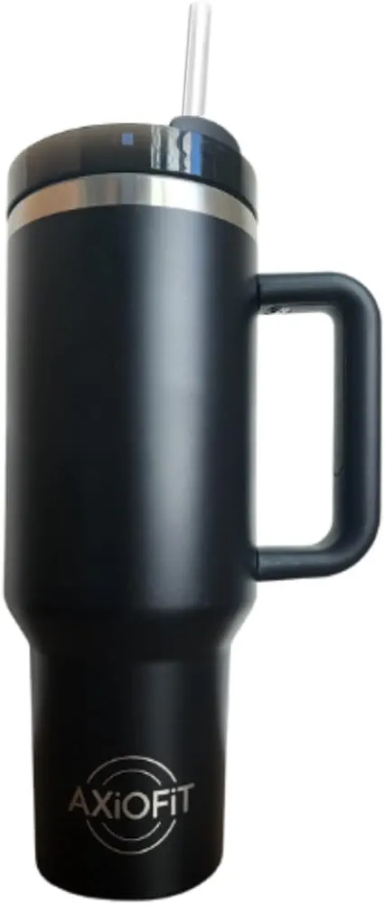 Vacuum Insulated Tumbler Quencher Water Bottle with Handle Straw Lid Double Walled Sports Sipper Adventure Hiking Stainless Steel Mug Cup for Coffee Iced Tea & Hot Drinks – 40 Oz