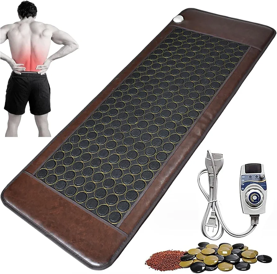 Infrared Heating Pad,Natural Jade Electric Heating Mat,Far Infrared Amethyst Mat,Graphene Mattress,Adjustable Temperature and Auto-Shut,for Office,Home,B,50 * 150cm