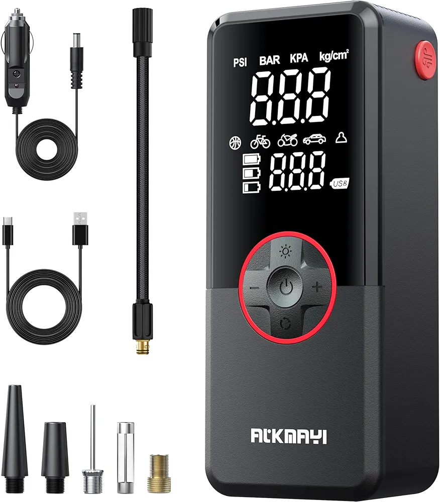 Tire Inflator Portable Air Compressor, 150PSI Car Tire Air Pump with Charging Mode, 20000mAh 40s Fast Inflation Electric Air Pump, Suitable for Car, Motorcycle