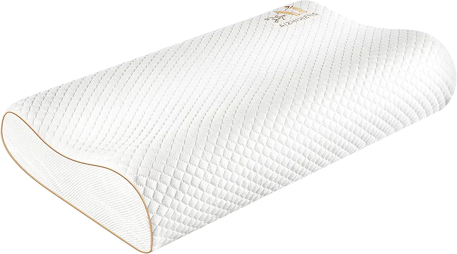 Queen Size Cervical Neck Pillow for Sleeping, White Memory Foam Pillows, Ergonomic Design for Neck Support and Comfort