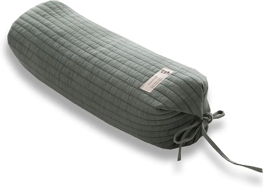 Buckwheat Pillow for Sleeping 14''x21'' Neck Roll Pillow Provide Firm Support, Adjustable Loft Bolster Pillow Relieves Neck and Shoulder Pain (Green)