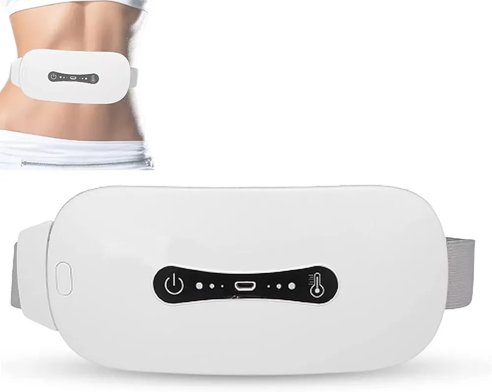 Portable Heated Menstrual Belt, Electric Period Cramps Massage Pad with 3 Heat Levels and 3 Vibration Massage Modes, for Fast Period Pain Relief, Stomach Belly & Back Pain Relief