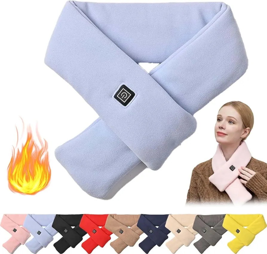 Intelligent Electric Heating Scarf,Sigmakin Intelligent Electric Heating Scarf,Brylony Heated Scarf,Electric Scarf Heated,Cordless Heating Pad for Neck Pain Relief (Blue,Medium)