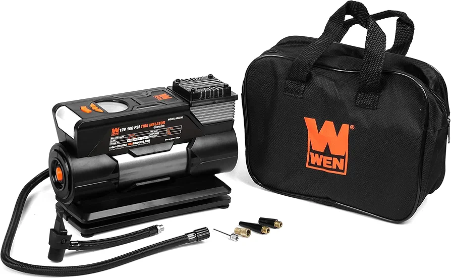 WEN Tire Inflator Portable Air Compressor, 12V, 100 PSI with Carrying Case (AA2230)