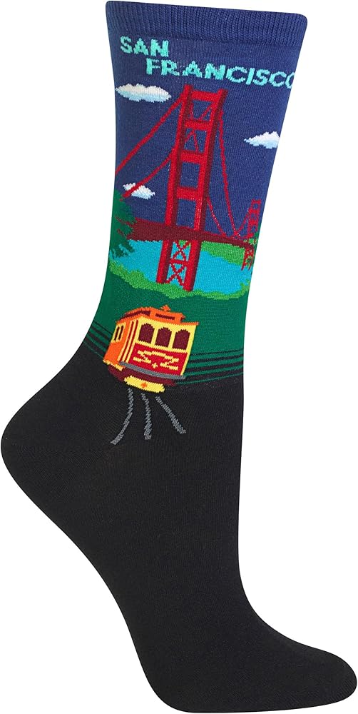 Hot Sox Women's Fun USA Travel & Cities Crew Socks-1 Pair Pack-Cool & Artistic Gifts