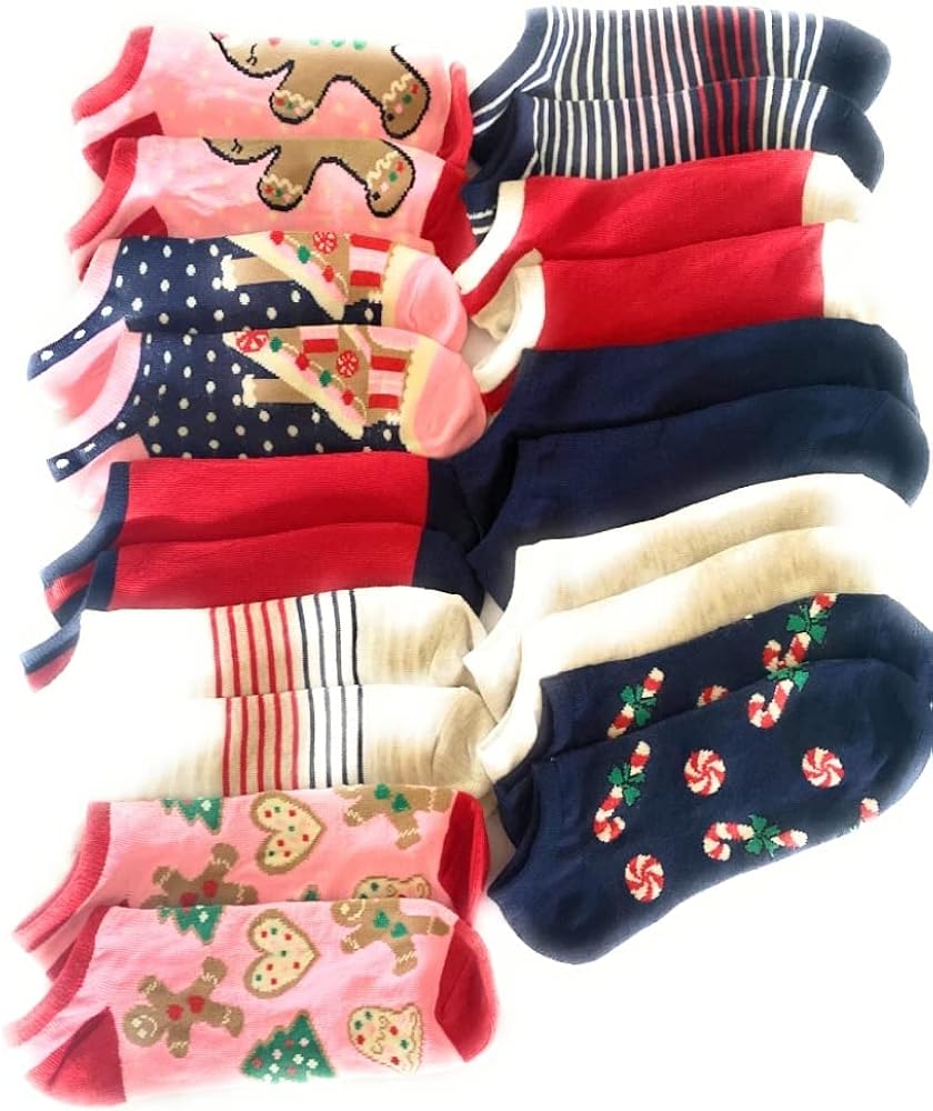Gingerbread Happy Holidays 10 Pairs No show Socks