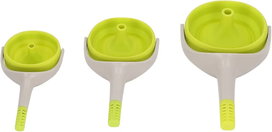 3 Collapsible Funnels, 3 Sizes of Silicone Funnels Kitchen Set, Spice Funnel, Suitable for Use in Filling Bottles with Liquids, Essential Oils, Legumes