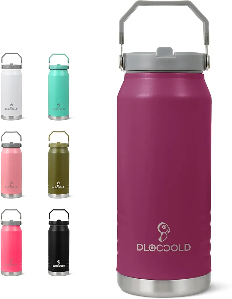 DLOCCOLD 50 oz Tumbler with Flip Straw & Handle,Stainless Steel Leakproof Tumbler,Double Walled Insulated Water Bottle,Reusable Mug, Portable Mug Home, Office, Outdoor