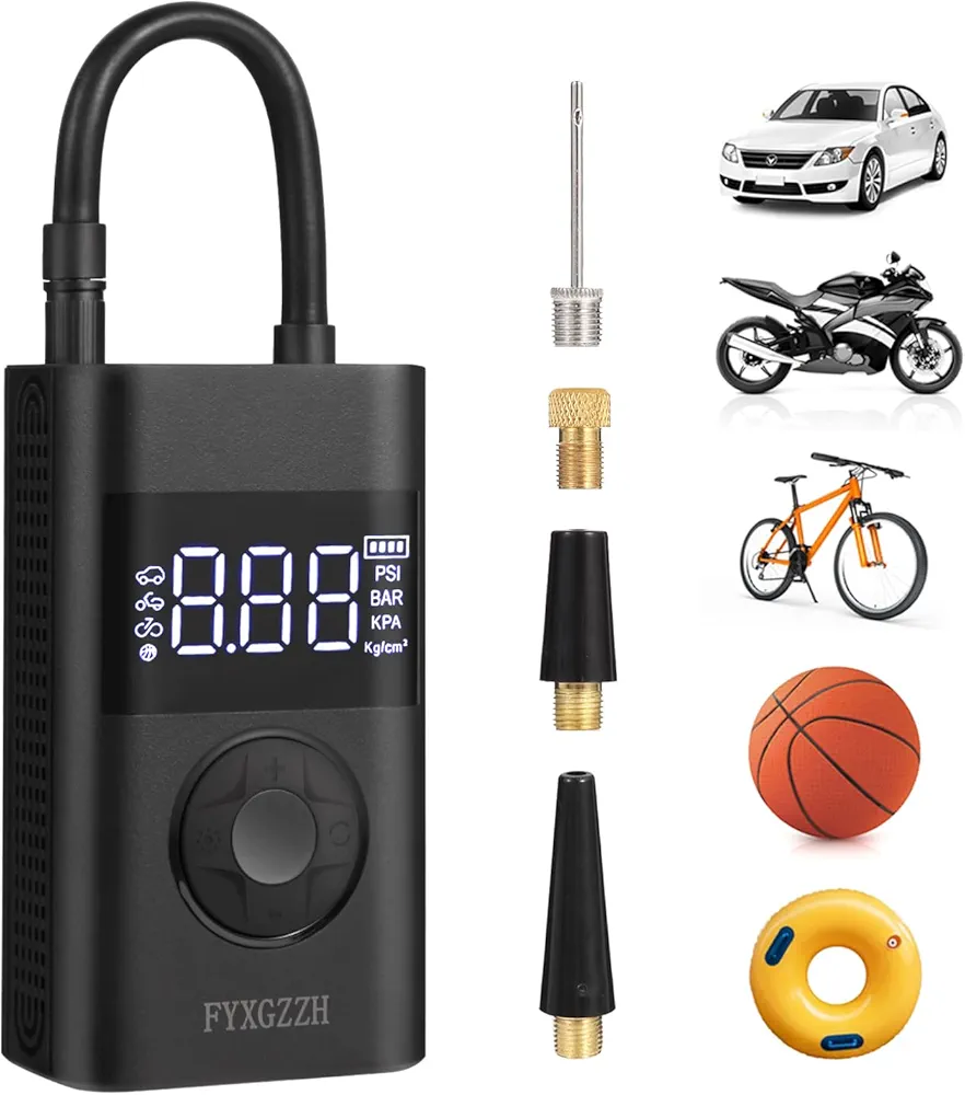 Tire Inflator Portable Air Compressor - Cordless Car Tire Air Pump with Rechargeable Battery, 150PSI Portable Air Pump for Car Tires, Bike, Motorcycle, Ball and More
