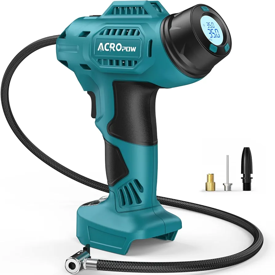 Tire Inflator Portable Air Compressor for Makita 18V Battery, Cordless Car Tire Pump with Digital Pressure Gauge, Extended Inflatable Tube for Car Tires, SUV, Motorcycles, etc.(Tool Only)