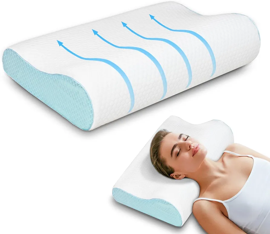 Cervical Memory Foam Pillow for Neck Pain Relief, Memory Foam Anti-Snore Pillows