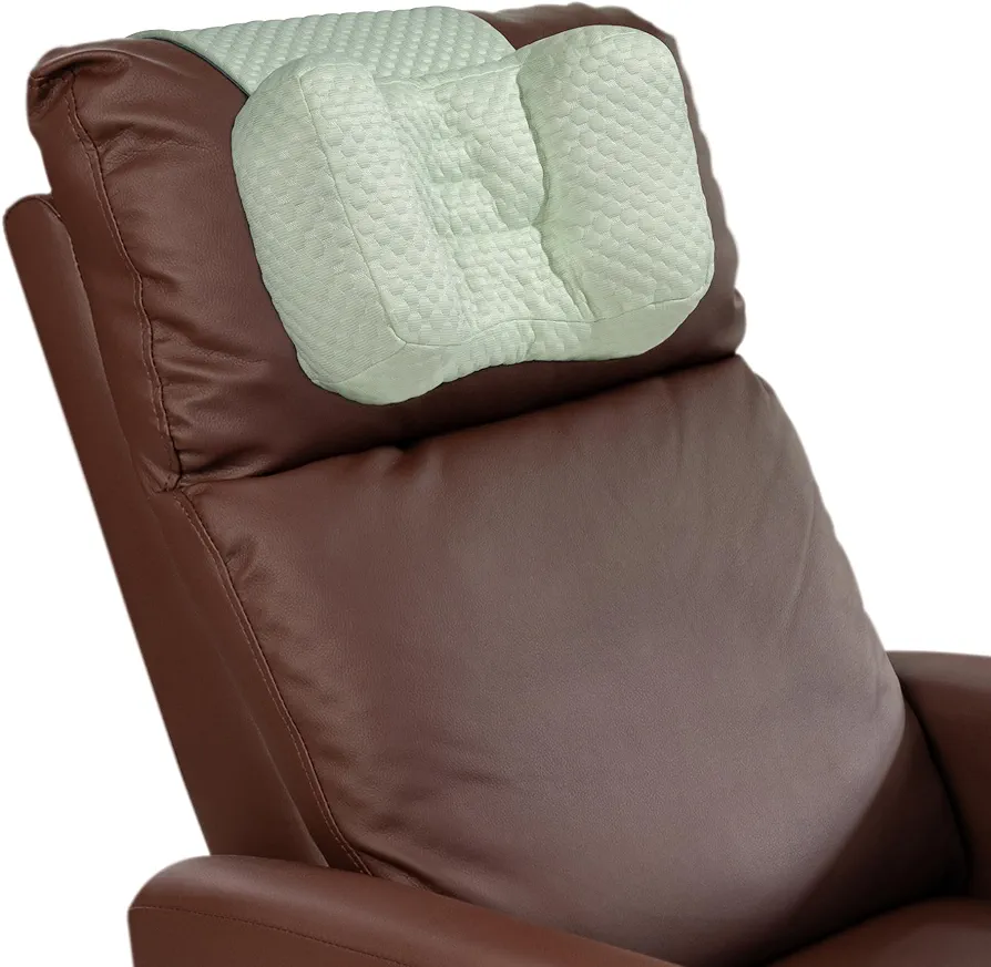 MABOZOO Neck Pillows for Recliners with Pocket,Headrest Cushion for Neck Pain Relief and Cervical Support,Recliner Head Pillow for Side Sleeping at Home, Office or Traveling（Green）